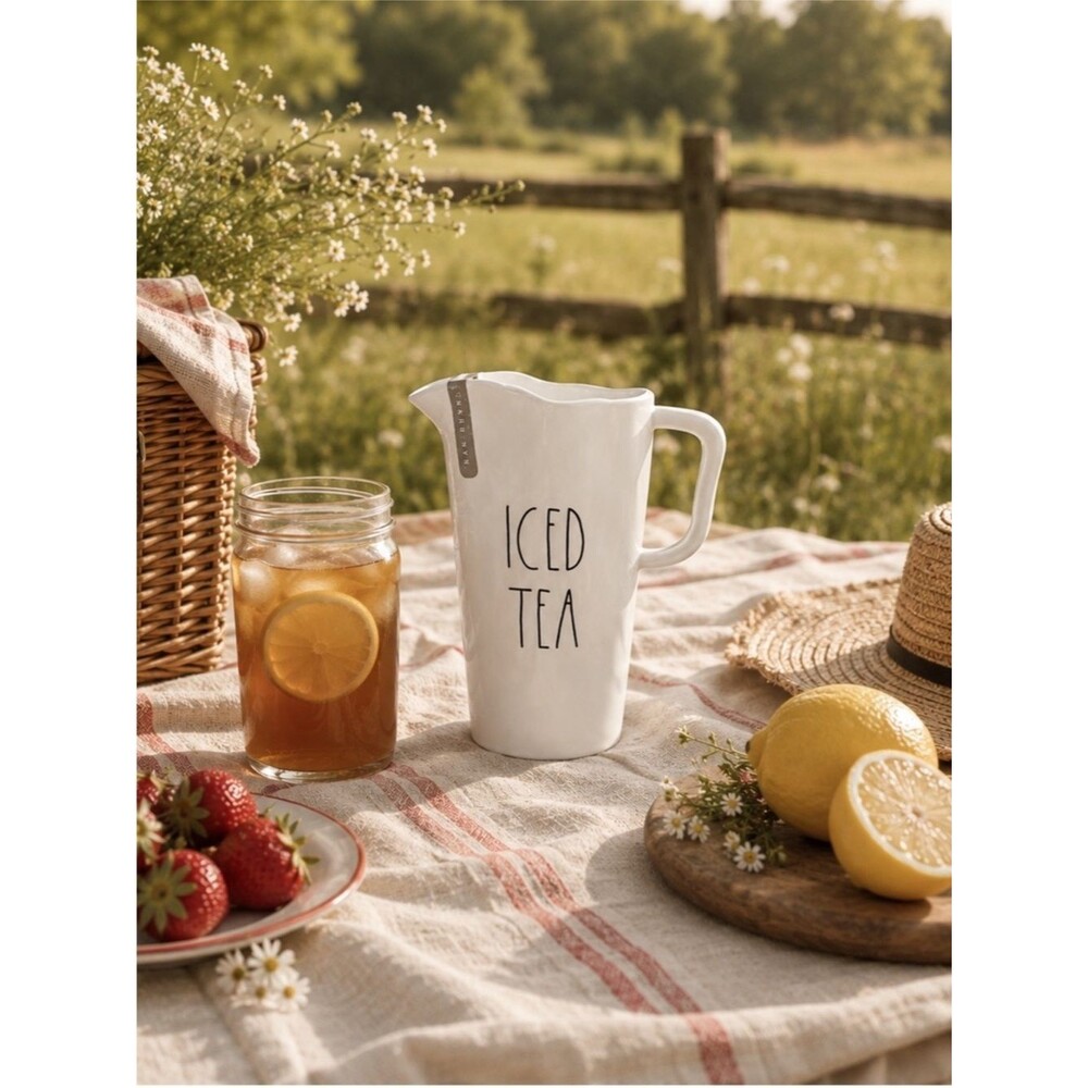 Rae Dunn Ice Tea Pitcher NWT never used white plastic
